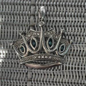 Sterling silver crown pendant with sapphires